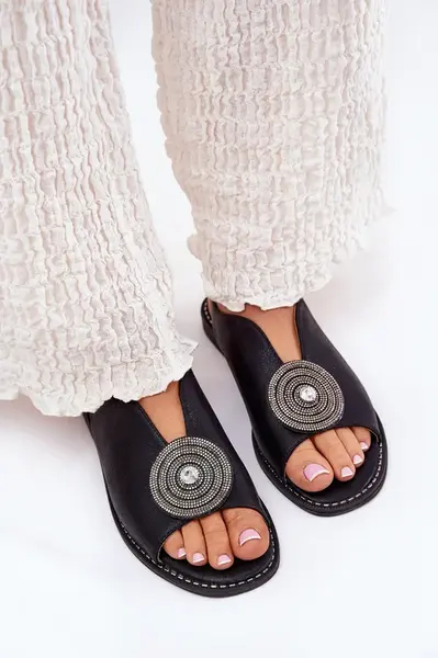 S. BARSKI Lesklé Dámské Sandály S Ozdobným Detalem S.Barski