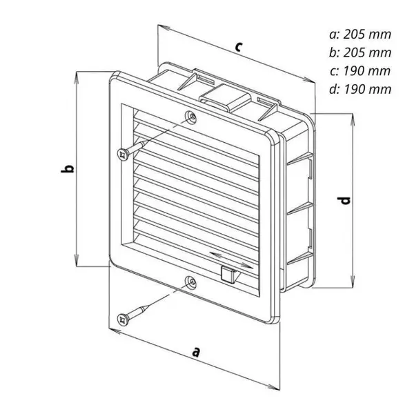 Mřížka větrací se žaluzií VM, 200 x 200 mm UB, bílá 0205