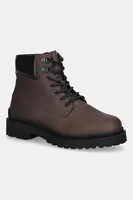 Boty Tommy Jeans TJM LACE UP BOOT LEATHER pánské, hnědá barva, EM0EM01629
