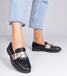 Gemre Black eco-leather moccasins with rhinestones Berita
