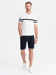 Ombre Men's denim shorts with rolled up legs - navy blue