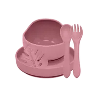 PETITE&MARS Set jídelní silikonový TAKE&MATCH, Dusty Rose 6m+, 4 ks