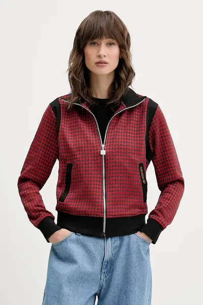 Mikina adidas Originals Houndstooth dámská, červená barva, vzorovaná, JY3461