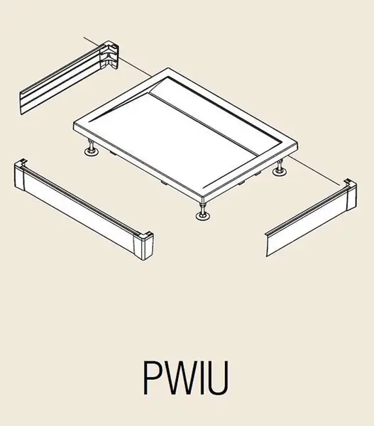 RONAL ILA - Hliníkový přední panel pro obdélníkovou vaničku, U-panel, 3 strany, 900 x 1500 mm - barva aluchrom PWIU901509050