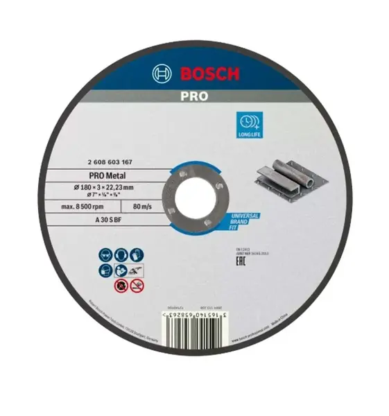 Bosch Príslušenstvo - Rezný kotúč na kov 180x22,23 mm 2608603167