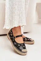 Boto Síťované espadrilky s výšivkou na platformě černé Laxisa