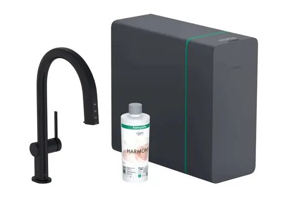 Hansgrohe Aqittura M91 - Dřezová baterie s výsuvnou koncovkou, SodaSystem, sBox, matná černá 76836670