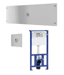 Sanela Senzorové pisoáry - Piezo splachovač WC s tlačítkem pro oddálené spláchnutí, bezbariérové, včetně montážního rámu s nádržkou SLR 21, 24 V DC SL