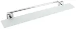 Sapho X-SQUARE - Polička s držákem ručníku, délka 80 cm, mléčné sklo/chrom XQ458