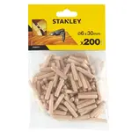 Stanley Příslušenství - Sada dřevěných spojovacích kolíků 6x30 mm, 200 ks STA66431-QZ