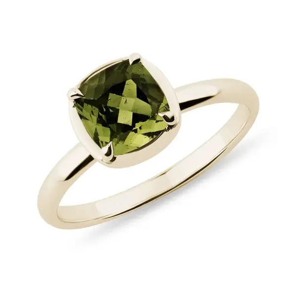 Zlatý prsteň s vltavínom KLENOTA