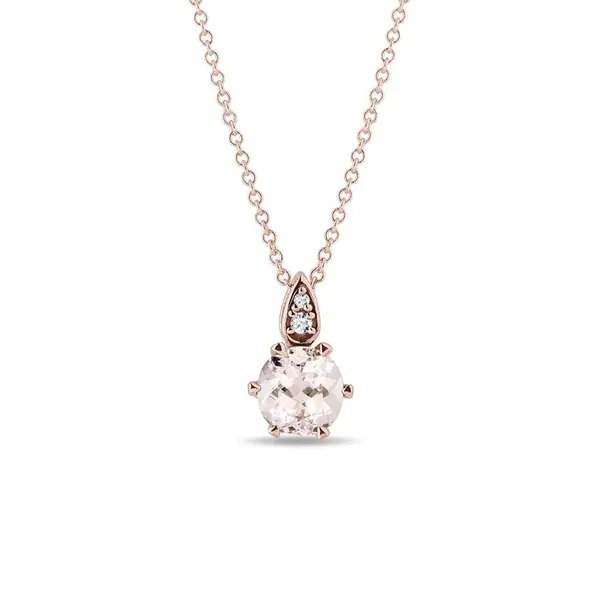 Náhrdelník z ružového zlata s morganitom a diamantmi KLENOTA