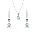 Set náhrdelníka a náušníc z bieleho zlata s akvamarínmi KLENOTA