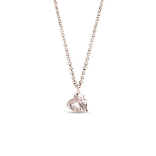 Přívěsek s morganitem ve tvaru srdce v růžovém zlatě KLENOTA