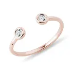 Otevřený prsten s bezel diamanty v růžovém zlatě KLENOTA