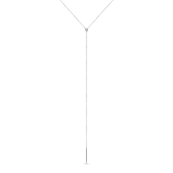 Náhrdelník s bezel diamantem v bílém zlatě KLENOTA