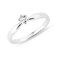 Zásnubní prsten z bílého zlata s briliantem KLENOTA