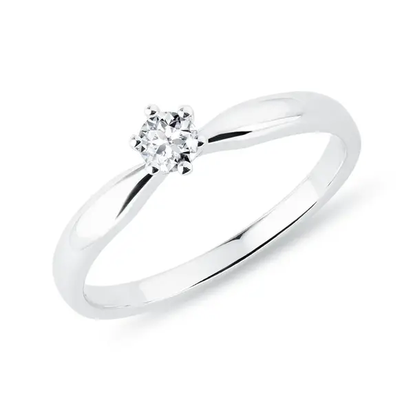 Zásnubní prsten z bílého zlata s briliantem KLENOTA