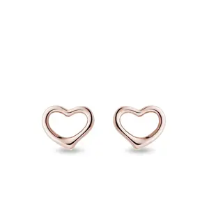 Náušnice pecky z růžového zlata ve tvaru srdíček KLENOTA