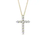 Diamantový přívěsek křížek ve žlutém zlatě KLENOTA