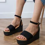 Gemre Black eco-suede platform sandals Ganra