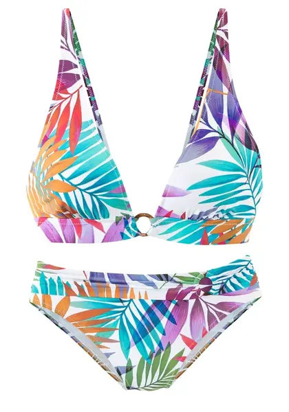 LASCANA Bikiny  azúrová / fialová / oranžová / biela