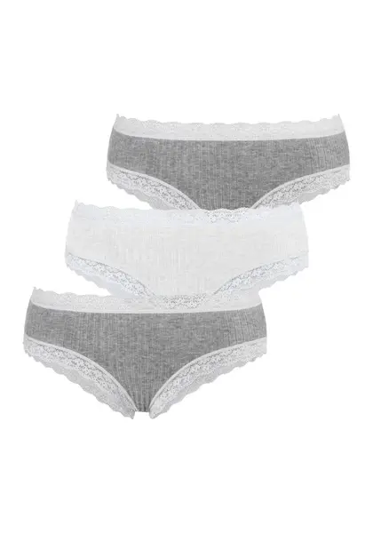 LASCANA Nohavičky  sivá melírovaná / šedobiela