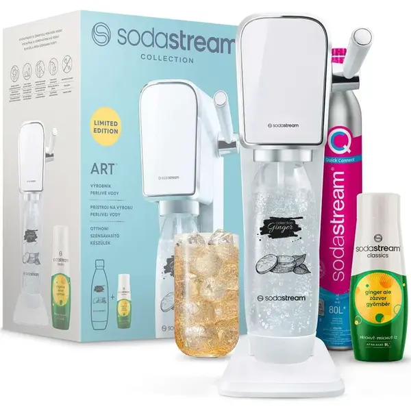 SodaStream Příprava nápojů - Výrobník sody Art White s příslušenstvím, příchuť Ginger Ale, bílá 42007331