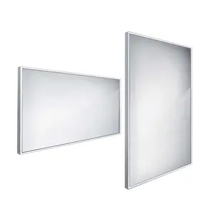 Nimco Zrcadla - Zrcadlo v rámu s LED osvětlením, 140x70 cm, hliník ZP 13008
