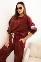 Kesi Włoski Komplet dresový dámsky oversize z viskózy a s efektom praného bordový
