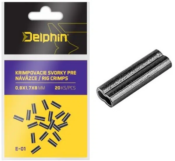 Delphin krimpovací svorky pro návazce 20 ks - velikost 0,7x1,5x6 mm