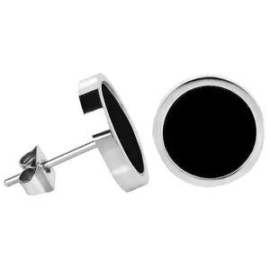 Troli Moderní ocelové náušnice s černým středem