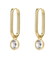 Brosway Oválné pozlacené náušnice 2v1 s krystalem Symphonia BYM194