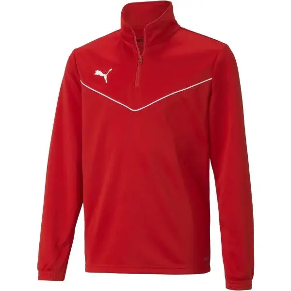 Puma TEAMRISE 1 4 ZIP TOP JR Chlapčenská mikina, červená, veľkosť