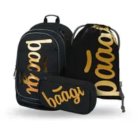 BAAGL 3 SET CORE METALIC BRONZE Školský set, čierna, veľkosť