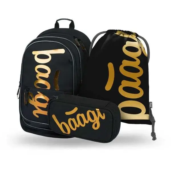 BAAGL 3 SET CORE METALIC BRONZE Školský set, čierna, veľkosť