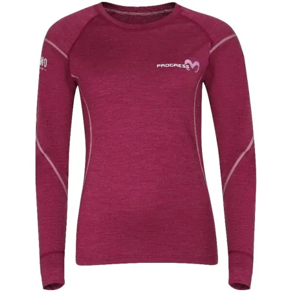 PROGRESS MERINO LS Dámske funkčné merino tričko, vínová, veľkosť