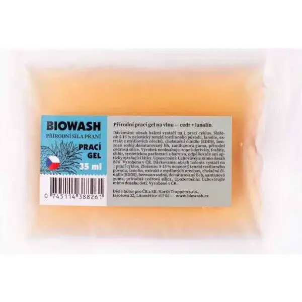 Bio Wash PRACÍ GÉL CÉDER/LANOLÍN NA VLNU Vzorka pracieho gélu, transparentná, veľkosť