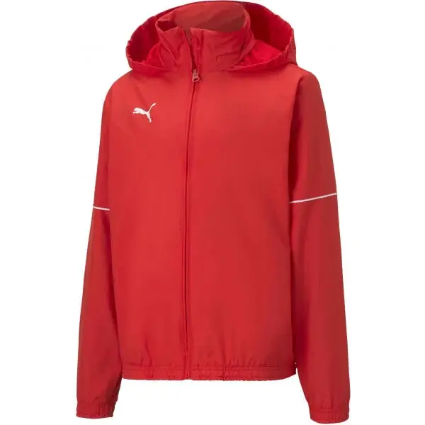 Puma TEAM GOAL RAIN JACKET JR Detská športová bunda, červená, veľkosť