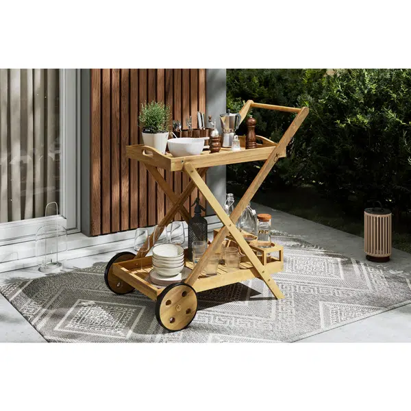 Ambia Garden ZAHRADNÍ SERVÍROVACÍ VOZÍK, barvy akácie, 85/90/53 cm