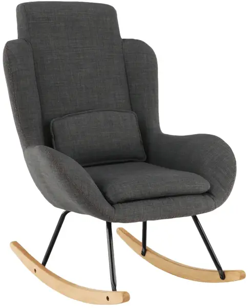 TEMPO KONDELA Houpací křeslo, šedá látka/ dřevo, HARPER