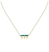 Morellato Módní pozlacený náhrdelník se zeleným achátem Talismani SAIX14