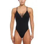 Nike SNEAKERKINI Dámské jednodílné plavky, černá, velikost