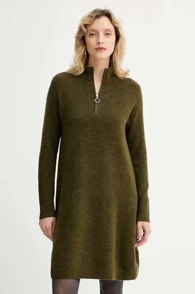 Šaty s příměsí vlny Marc O'Polo zelená barva, mini, 5000006932