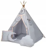 Stan pre deti típí, výbava - šedý s béžovými brmbolcami