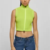 Women's short knitted vest frozen yellow