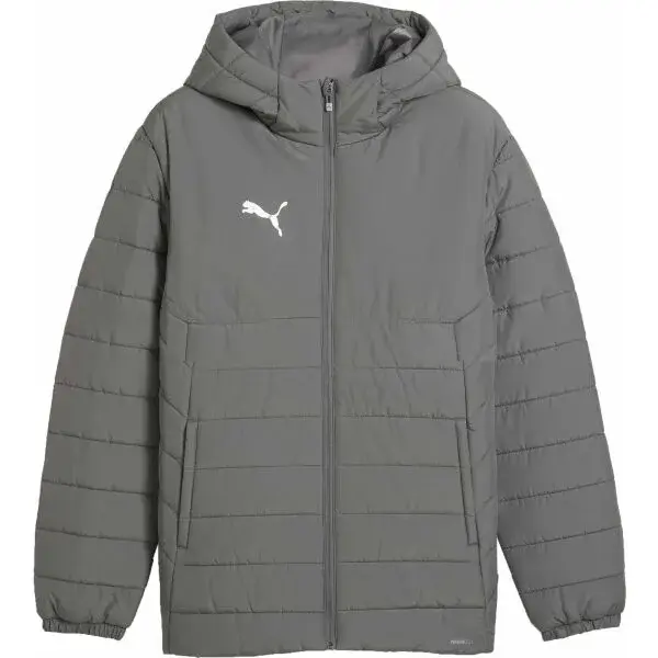 Puma TEAMADDITIONS HOODED PADDED JACKET Pánská bunda, šedá, velikost