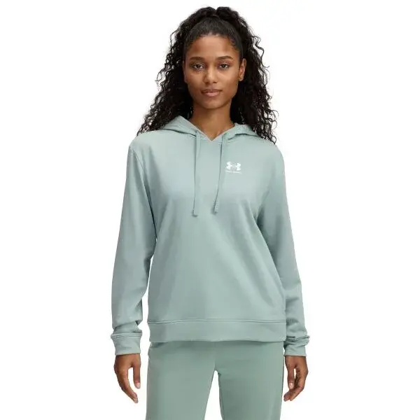 Under Armour RIVAL TERRY HOODIE Dámská mikina, světle zelená, velikost