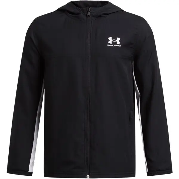 Under Armour RIVAL WOVEN JACKET Chlapecká bunda, černá, velikost S