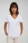 Marisse Cotton T-Shirt With Decorative Pocket, White